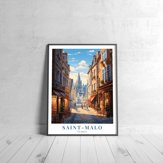 Saintmalo Vintage Travel Poster Retro France Art Print Colorful Home Decor Wall Unique Gift