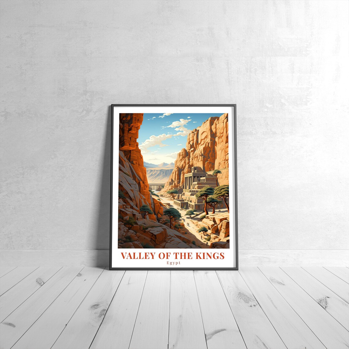 Valley Of The Kings Egypt Travel Poster Ancient Canyon Temple Desert Ruins Art