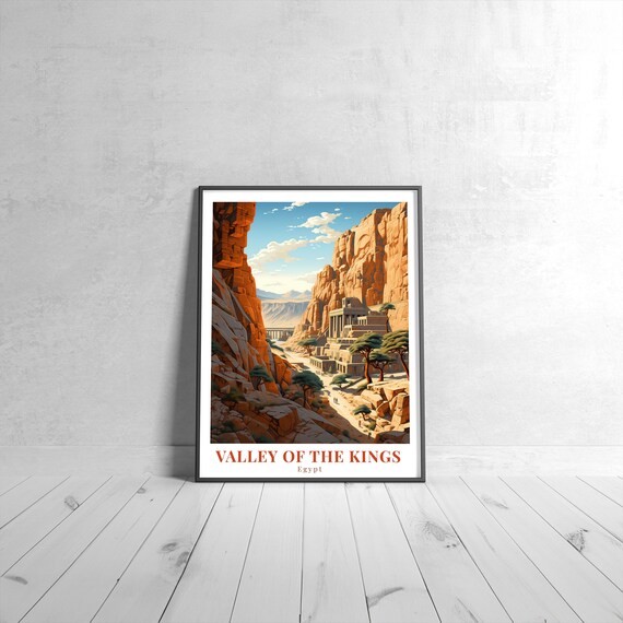 Valley Of The Kings Egypt Travel Poster Ancient Canyon Temple Desert Ruins Art
