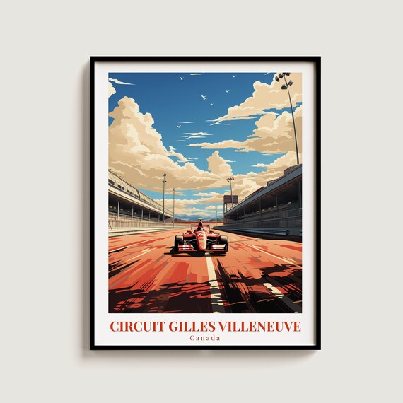 Circuit Gilles Villeneuve Canada Vintage Travel Poster With Race Car