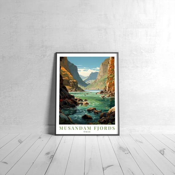 Musandam Fjords Vintage Travel Poster Retro Oman Art Print Colorful Home Decor Wall Unique Gift