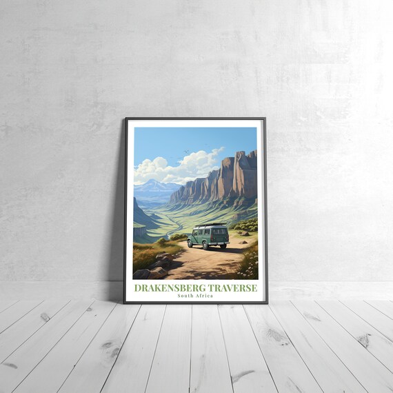 Drakensberg Traverse South Africa Safari Jeep Adventure Travel Poster