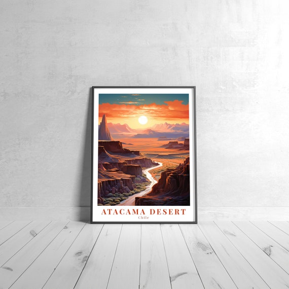 Atacama Desert Vintage Travel Poster Retro Chile Art Print Colorful Home Decor Wall Unique Gift