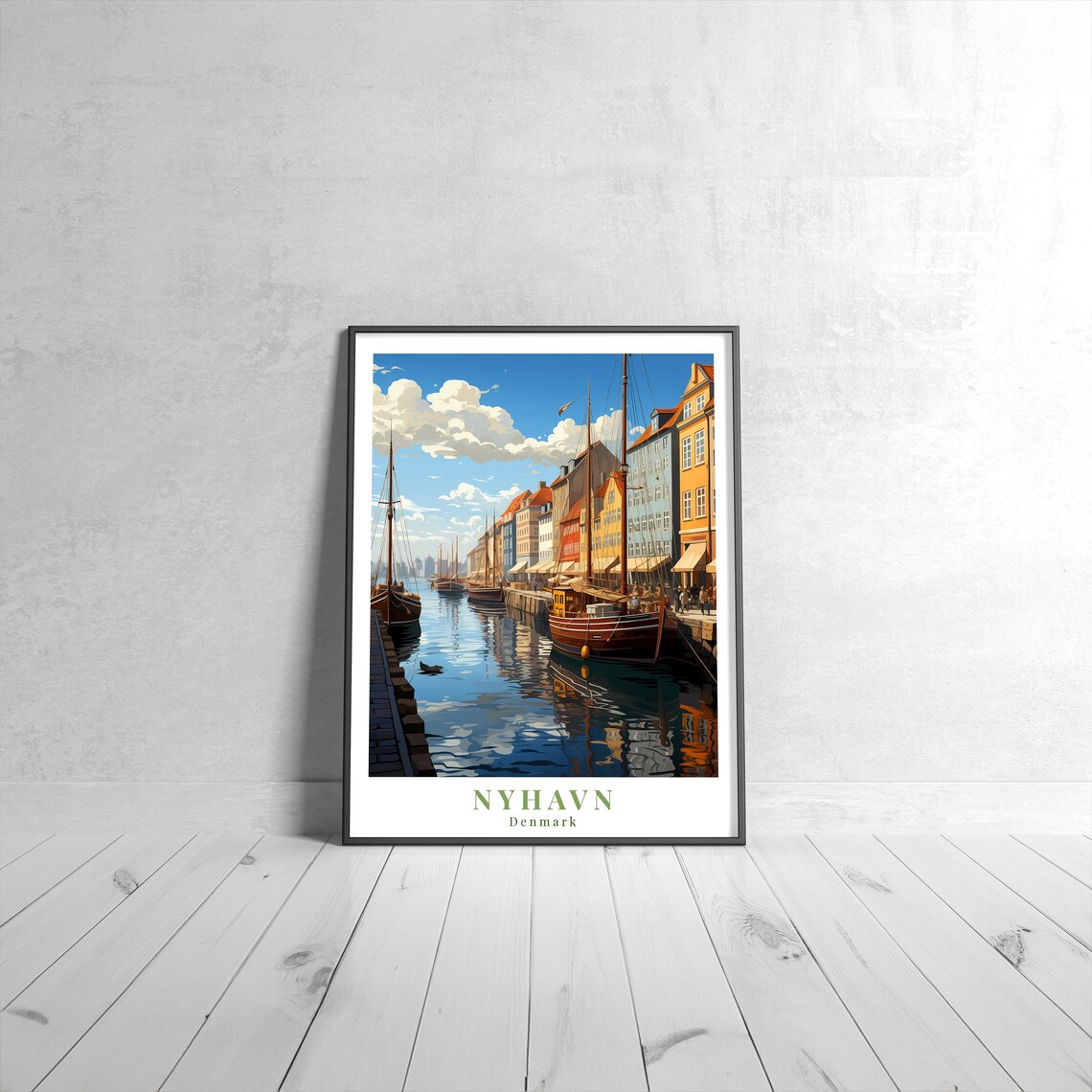 Nyhavn Vintage Travel Poster, Denmark