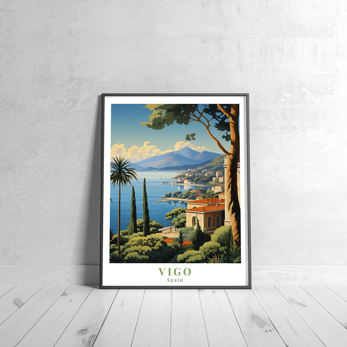 Vigo Spain Coastal Bay Vintage Travel Poster Seaside City Art