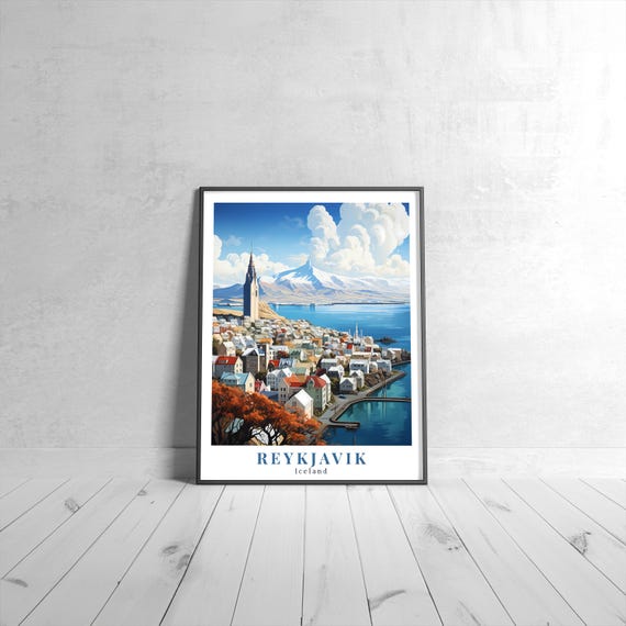 Reykjavk Vintage Travel Poster Retro Iceland Art Print Colorful Home Decor Wall Unique Gift