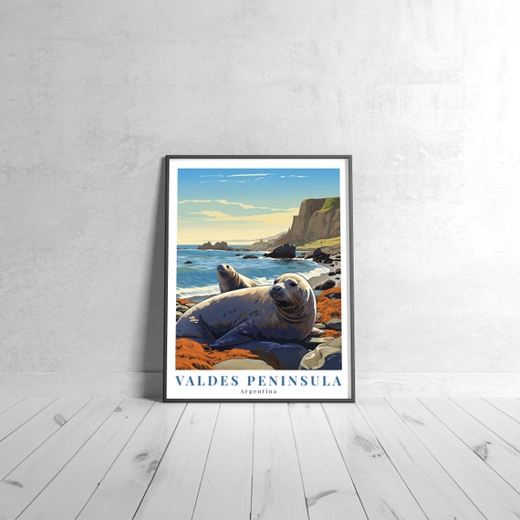 Valdes Peninsula Vintage Travel Poster Retro Argentina Art Print Colorful Home Decor Wall Unique Gift