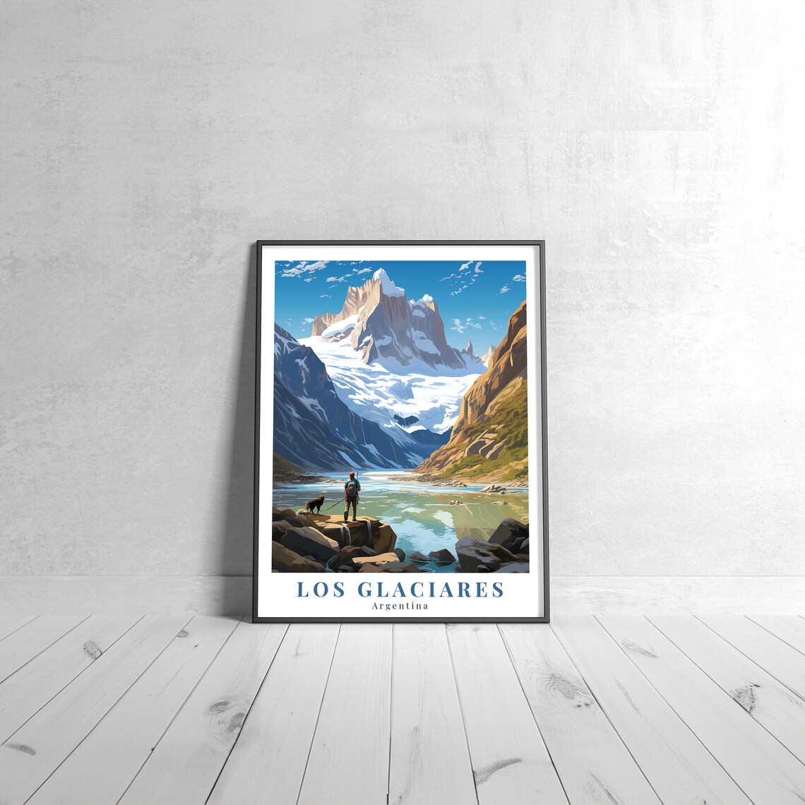 Los Glaciares Argentina Vintage Travel Poster Patagonia Glacier Adventure