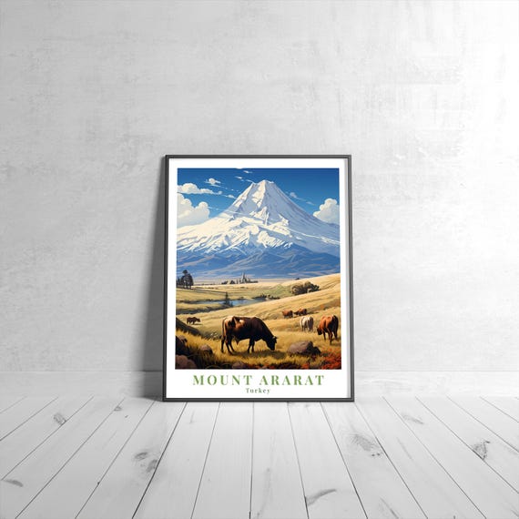 Mount Ararat Vintage Travel Poster Retro Turkey Art Print Colorful Home Decor Wall Unique Gift