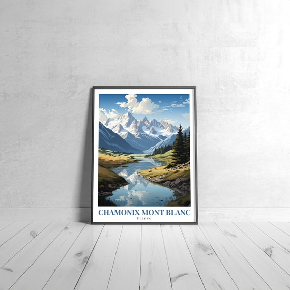 Chamonixmontblanc Vintage Travel Poster Retro France Art Print Colorful Home Decor Wall Unique Gift