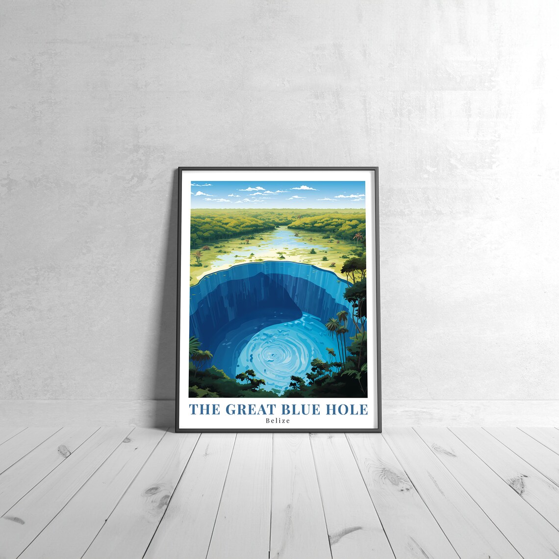 The Great Blue Hole Vintage Travel Poster, Belize