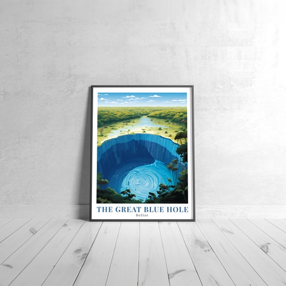 The Great Blue Hole Vintage Travel Poster, Belize