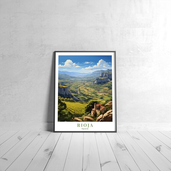 Rioja Spain Vineyard Valley Farmhouse Countryside Travel Poster