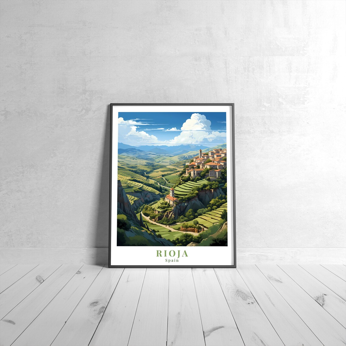 Rioja Vintage Travel Poster, Retro Spain Art Print