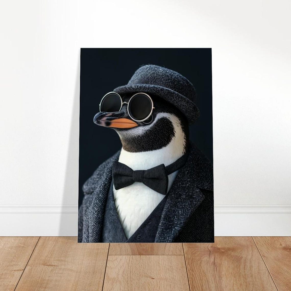 Dapper Penguin In Tweed Suit Bowler Hat And Sunglasses Animal Poster