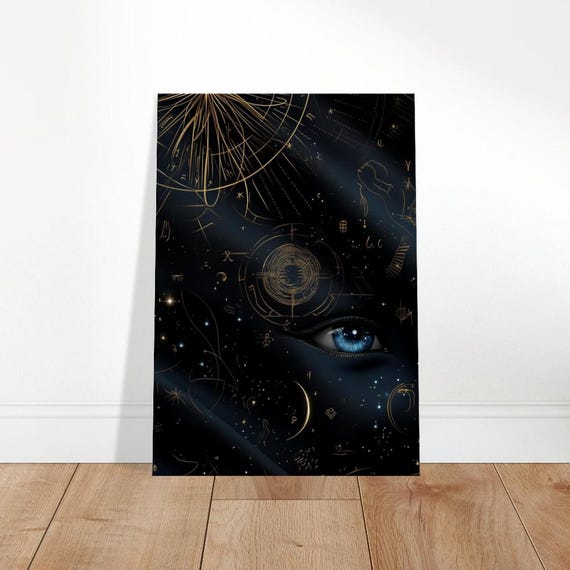Cosmic Gaze Canvas Art Celestial Mysticism Wall Decor Stargazers Eye Portrait Astrological Home