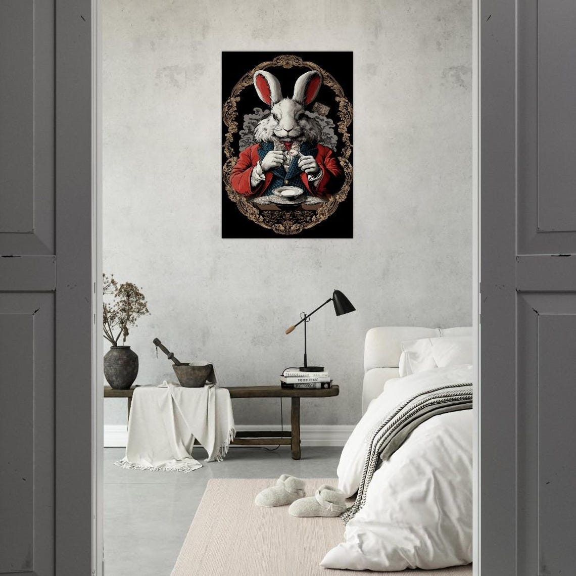 Dapper Rabbit In Victorian Coat Teacup Gold Frame Animal Poster