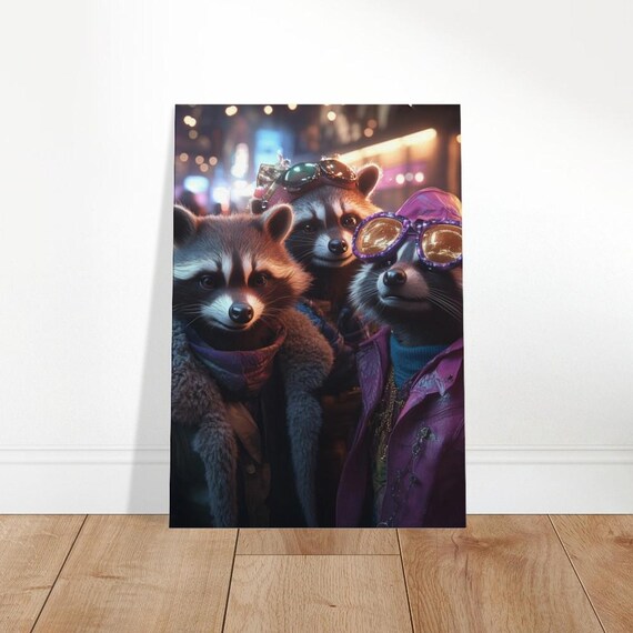Urban Raccoon Crew Canvas Art Animals Fashion Week Print
