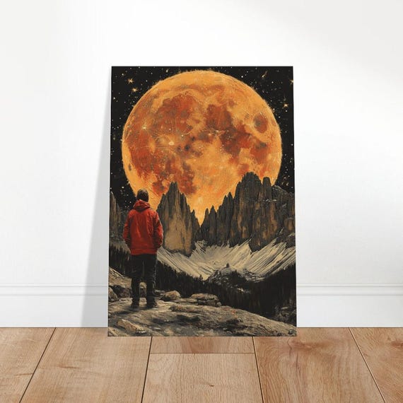 Crimson Moonrise Canvas Art Ethereal Mountain Vista The Contemporary Collection