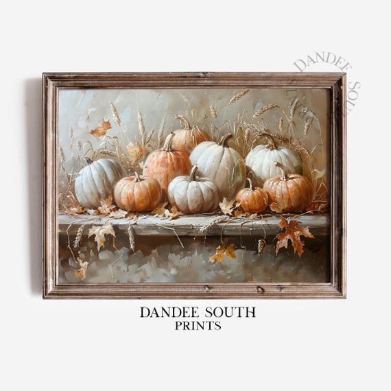 Rustic Fall Pumpkins Wall Art Autumn Leaves Thanksgiving Decor Vintage Farmhouse 640