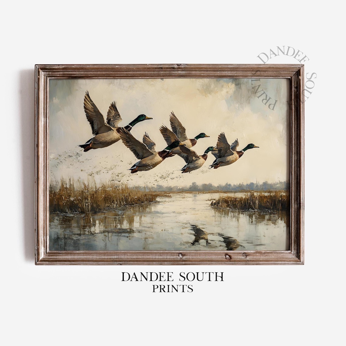 Mallard Ducks Rustic Farmhouse Nature Art Print