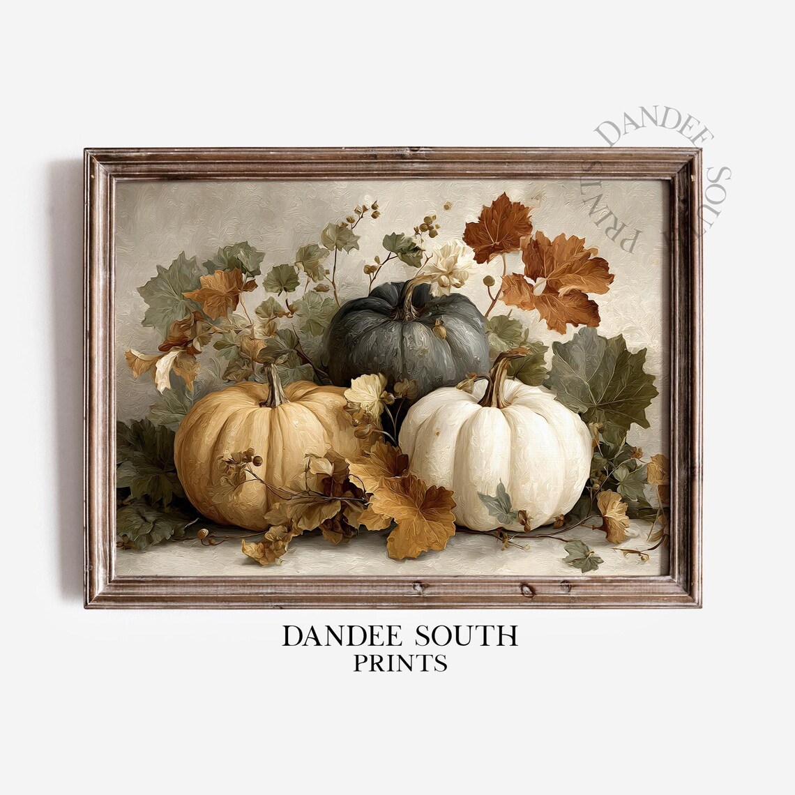 Rustic Fall Pumpkins Thanksgiving Wall Art Print