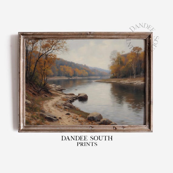 Fall Landscape Wall Art Vintage Autumn Countryside Home Decor Rustic Painting 613