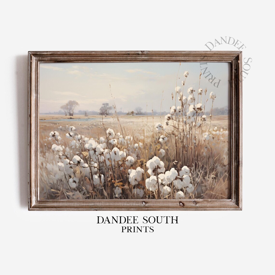 Cotton Field Landscape, Modern Farmhouse Wall Art Print