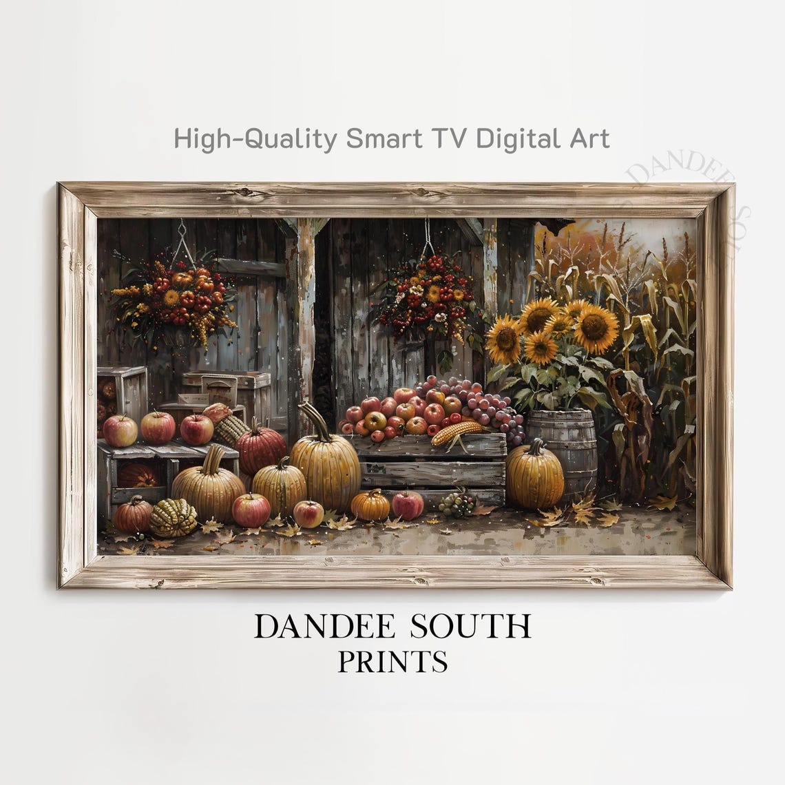 Autumn Harvest Market Stand Pumpkins Apples and Sunflowers Fall Poster