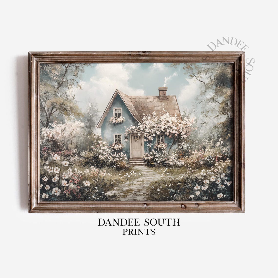 Wall Art Landscape Oil Painting Vintage Wildflowers Floral Country Cottage Farmhouse Decor 215