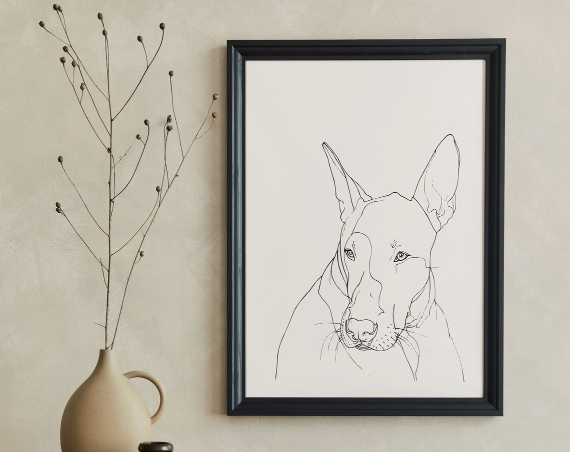 Bull Terrier Distinctive Head Crisp Minimalist Line Art Poster