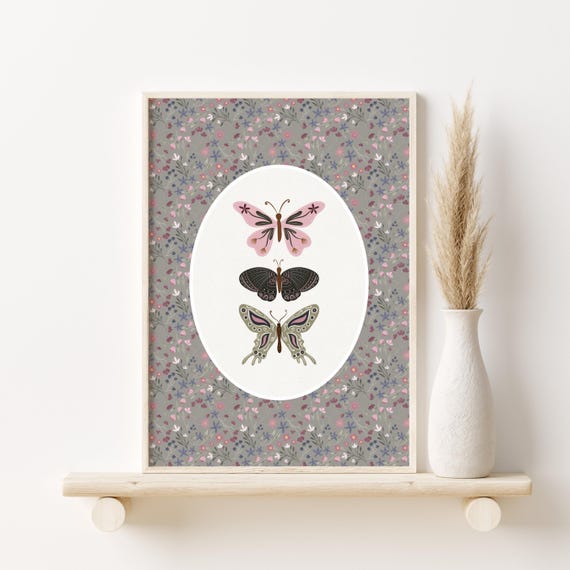 Vintage Wall Art Butterfly Print Vintage Wall Decor Nursery Wall Art Cottagecore Wall Art Wall Art Art