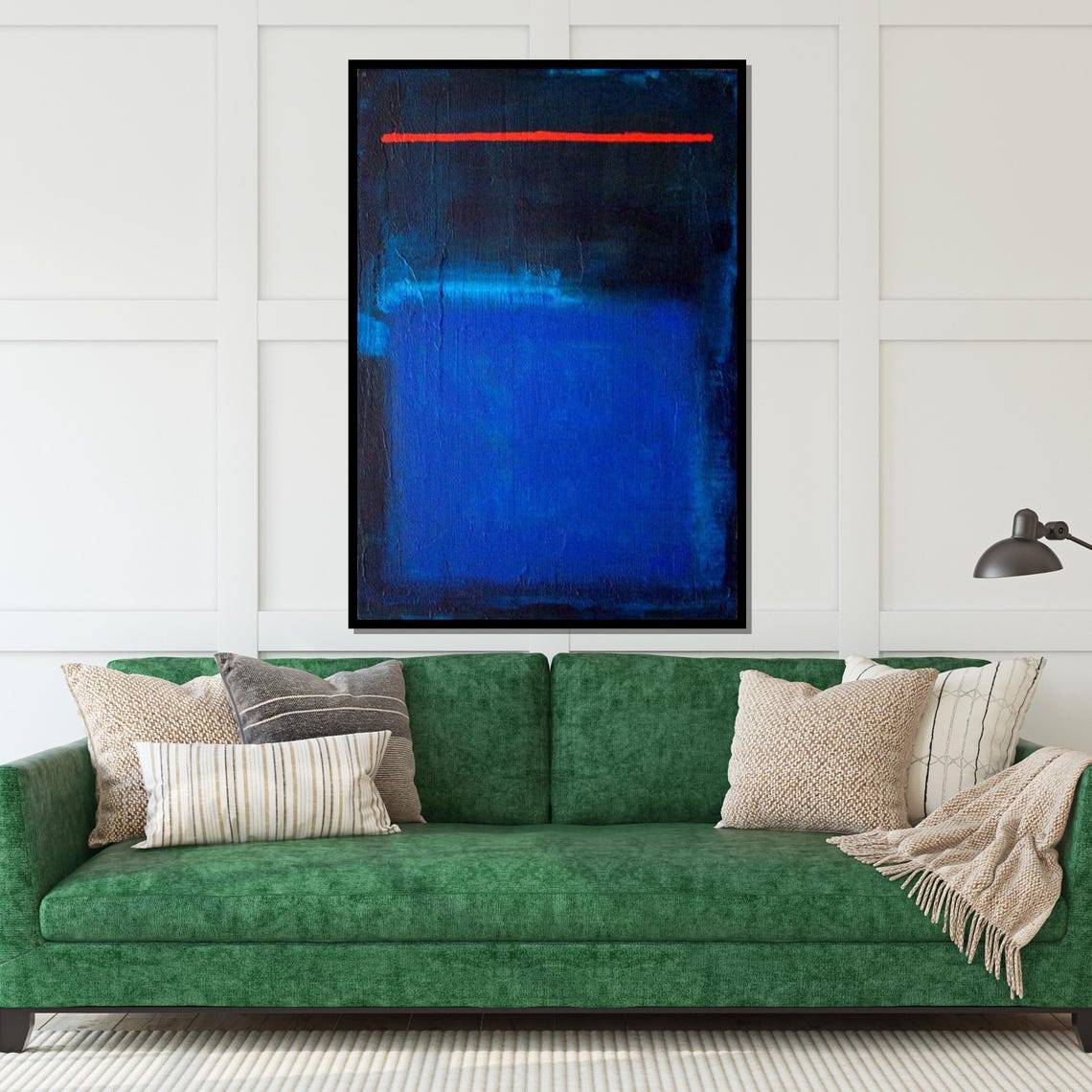Deep Blue Abstract with Red Horizon Line Modern Gallery Art Poster - Image 5