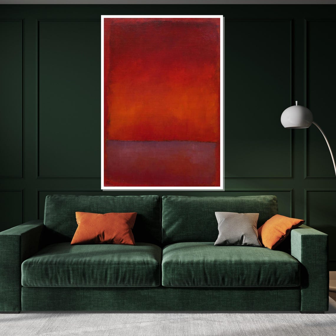 Deep Red Orange Color Field Abstract Warm Modern Gallery Poster - Image 3
