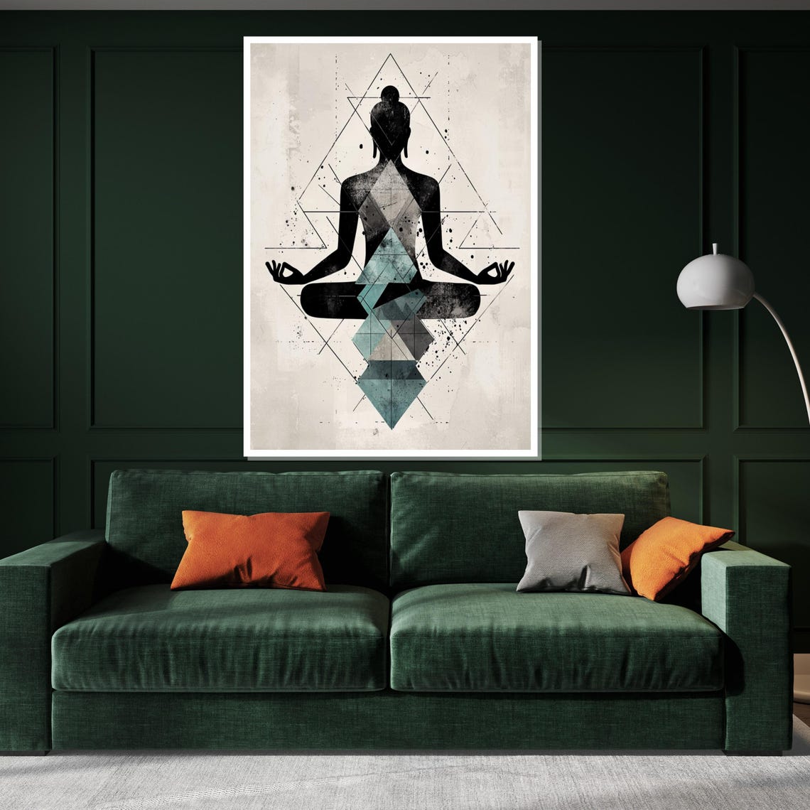 Sacred Geometry Meditating Buddha Minimalist Modern Zen Art Poster - Image 3