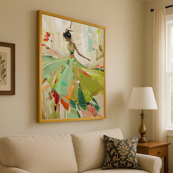 Abstract Dancer Wall Art Print, Colorful Ballerina