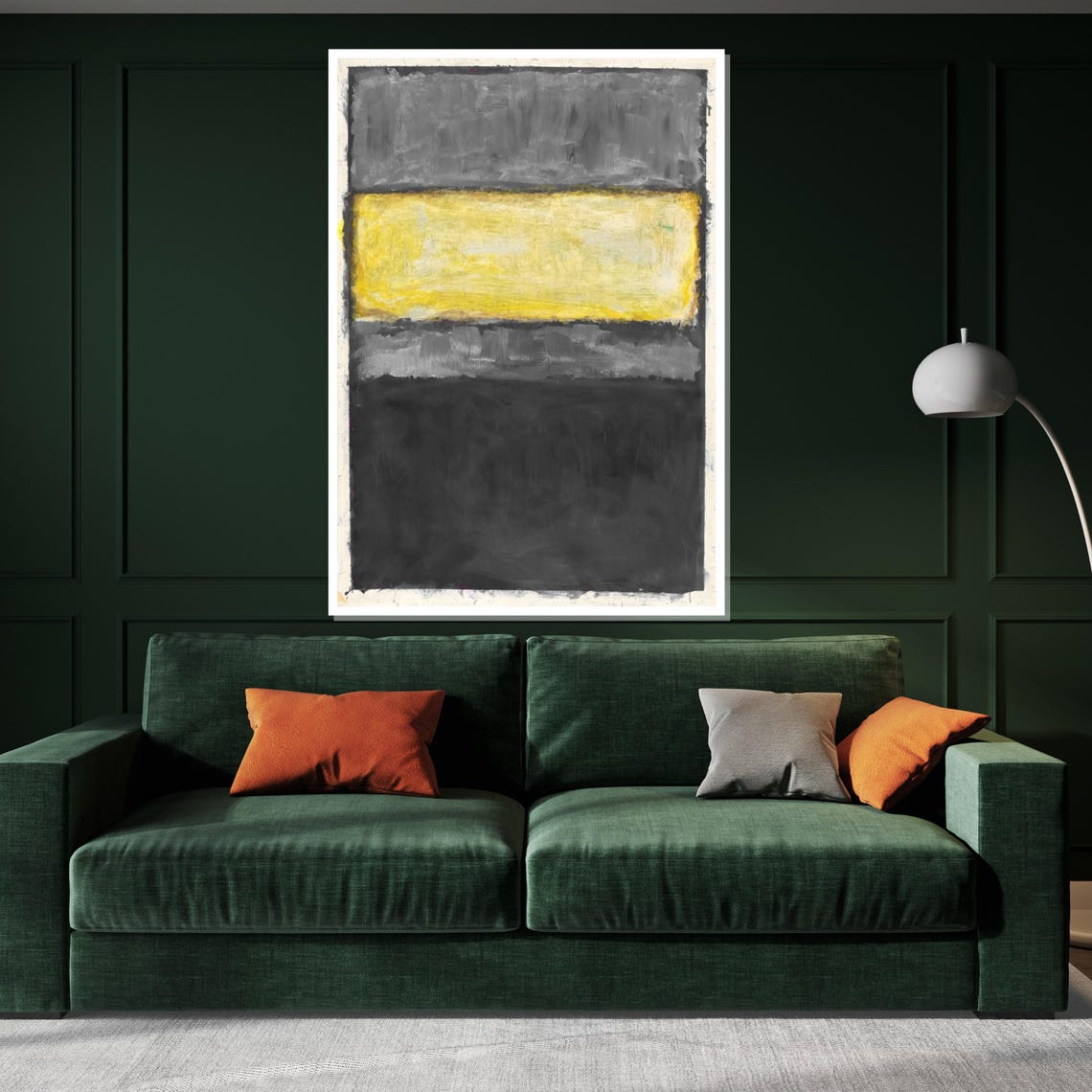 Gray and Yellow Color Field Abstract Modern Bold Painting Poster - Image 3