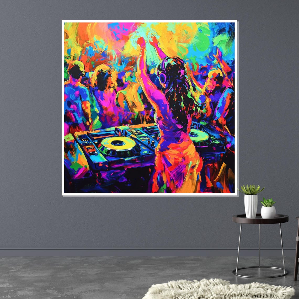 Vibrant Dj Party Colorful Nightlife Art Music Festival Wall Art Dj Design Ready To Hang Club Scene Poster - Image 3