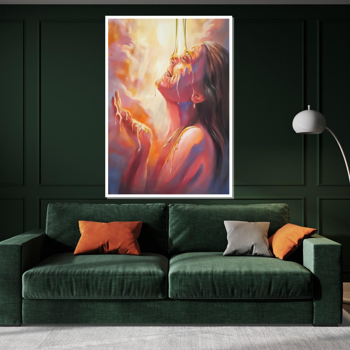 Woman Bathed In Golden Light Blissful Glow Heavenly Spiritual Poster - Image 3