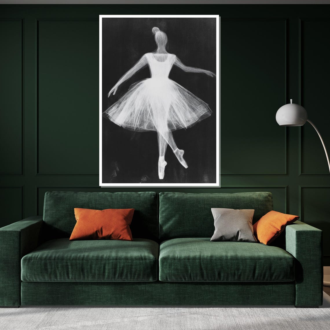 Ballerina White Tutu Back View Glowing Dark Stage Art Poster - Image 3