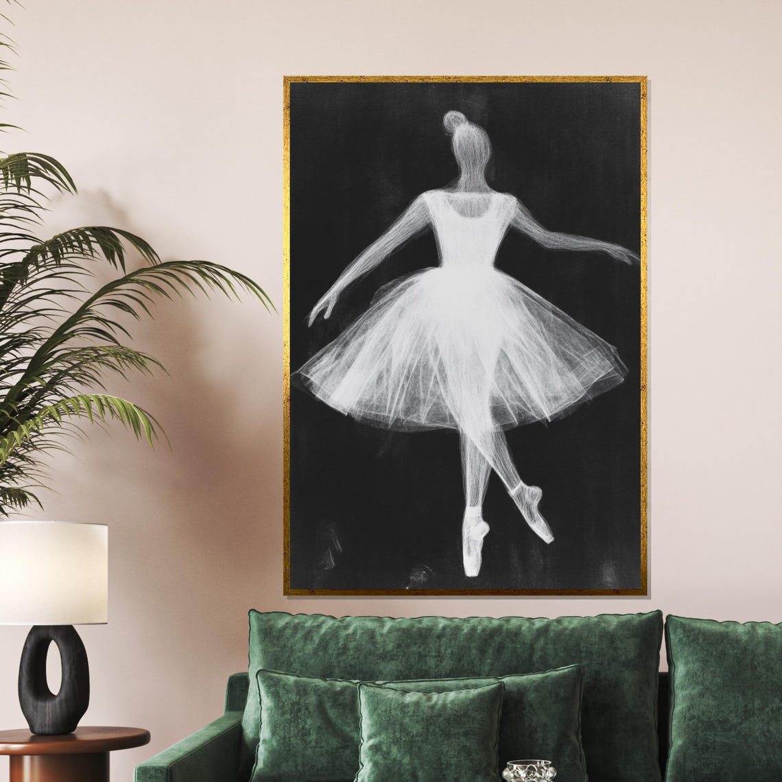 Ballerina White Tutu Back View Glowing Dark Stage Art Poster