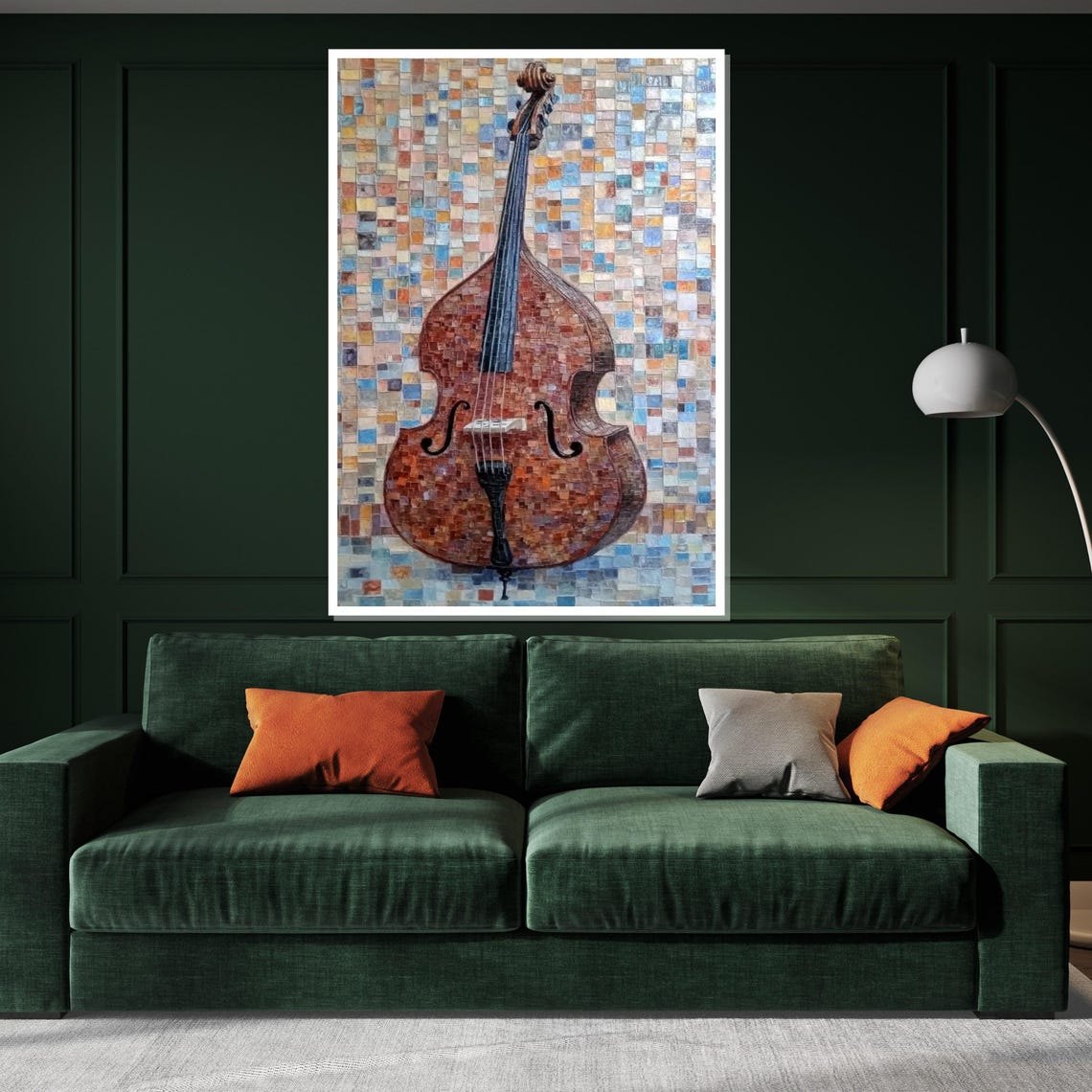 Double Bass Mosaic Tile Texture Colorful Patchwork Art Poster - Image 3