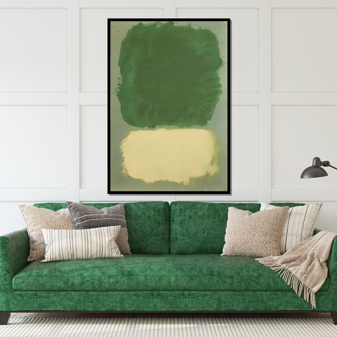 Green and Cream Color Field Abstract Minimalist Modern Art Poster - Image 5