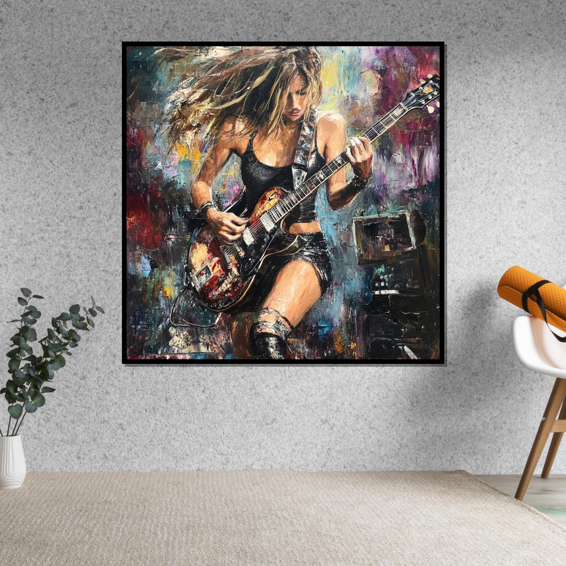 Electric Guitar Female Rock Musician Bold Stage Performance Poster - Image 5