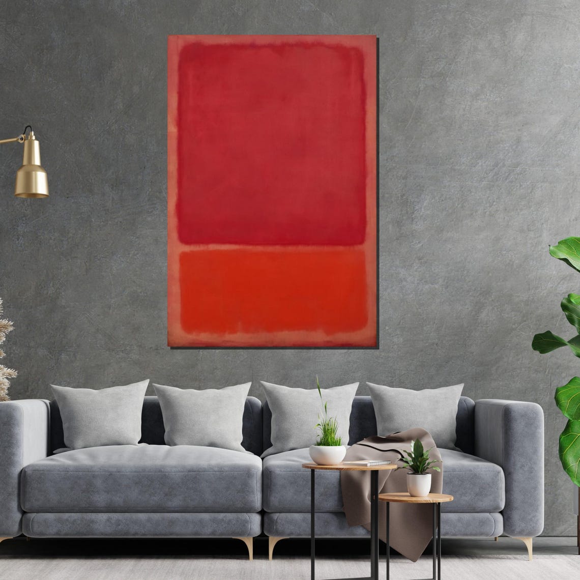 Fiery Red and Orange Color Field Abstract Modern Gallery Poster - Image 2
