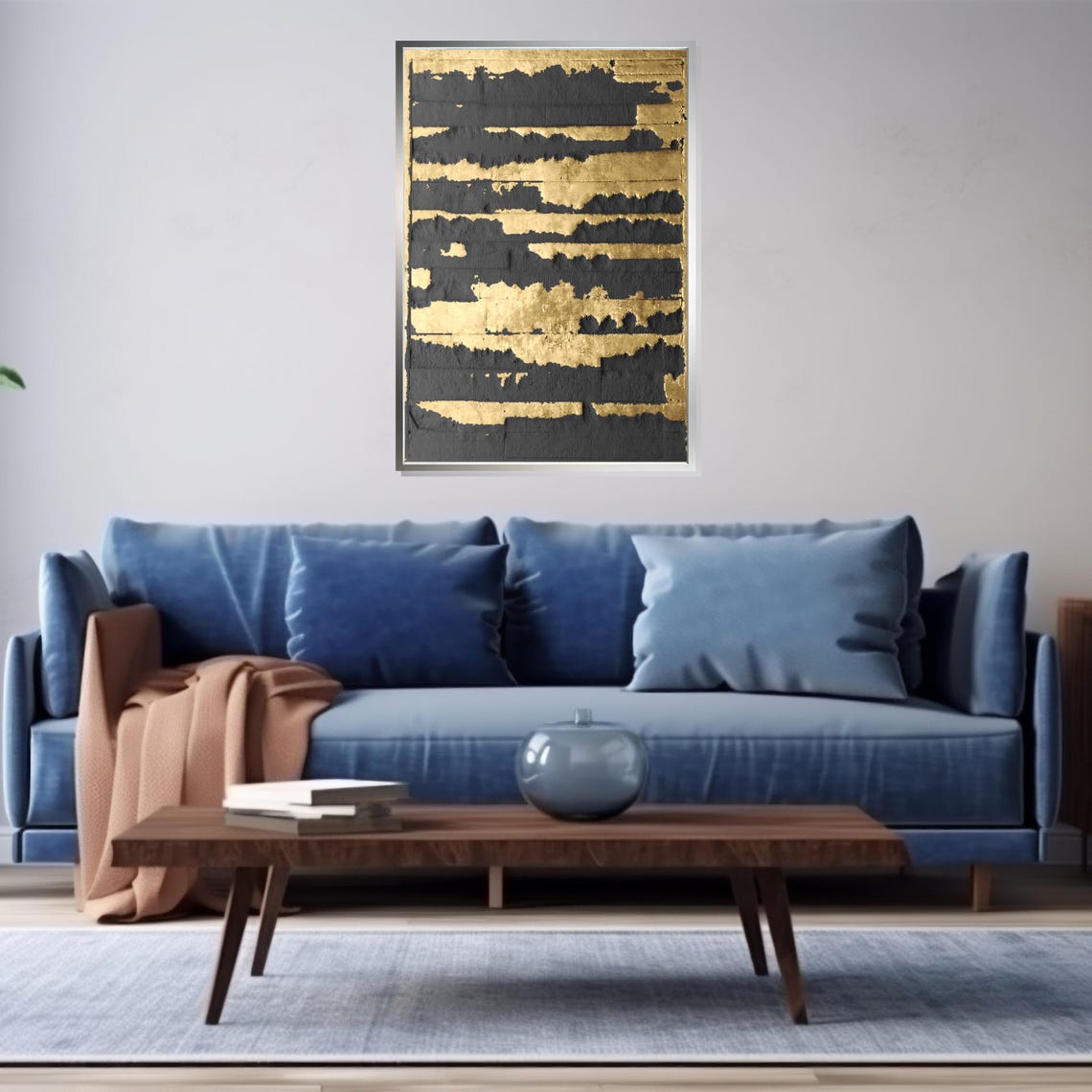 Gold Stripes Black Textured Bands Bold Modern Abstract Poster - Image 3