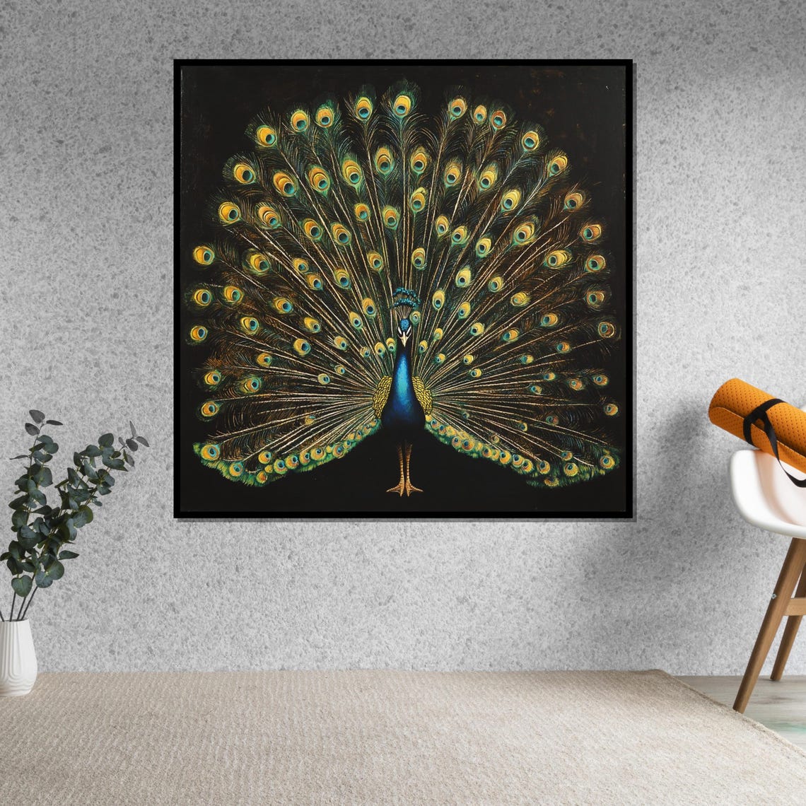 Majestic Peacock Full Feather Fan Elegant Bird Decorative Poster - Image 5