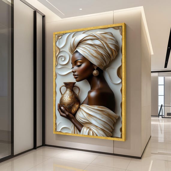 Elegant Woman Canvas Print Cultural Portrait Wall Art Modern Decoration Regal Decor Ready To Hang Artwork