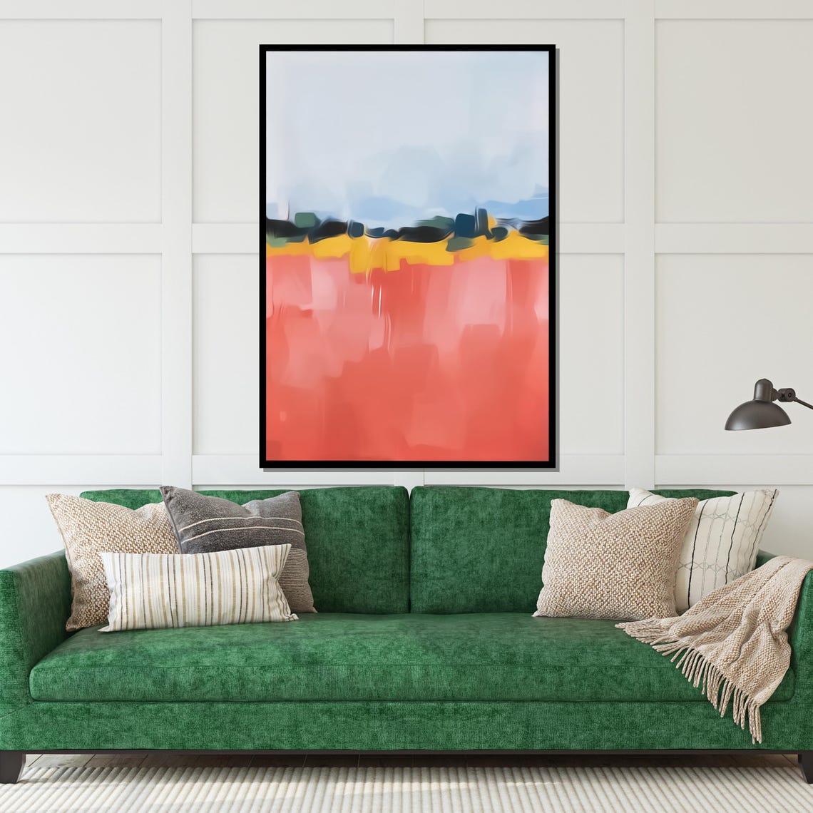 Coral Sunset Field Abstract Landscape Color Band Modern Print - Image 5