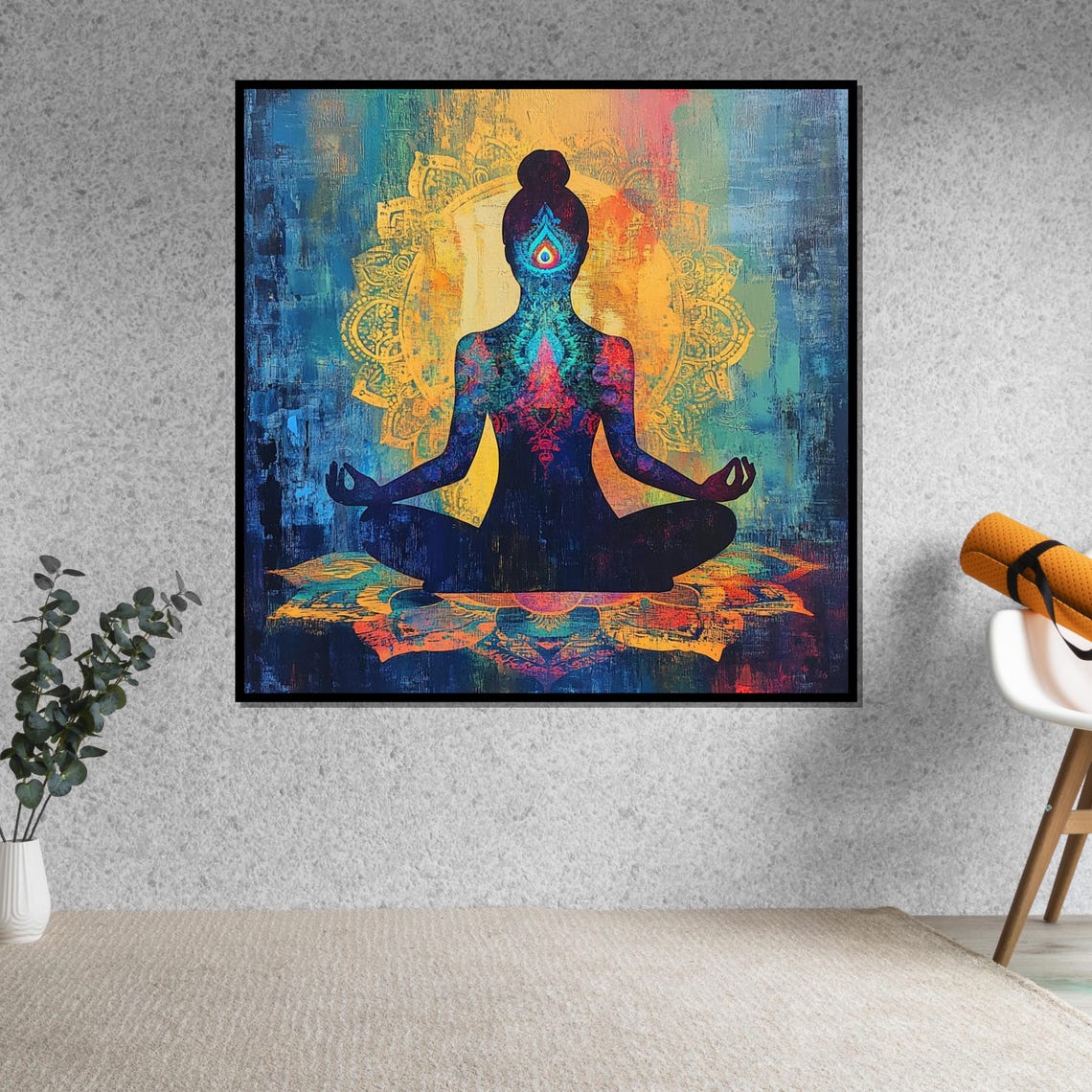 Meditating Woman Chakra Silhouette Mandala Art Spiritual Poster - Image 5